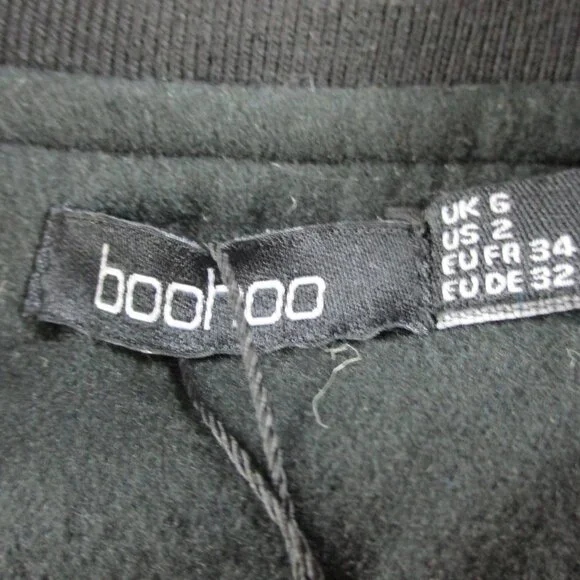 Boohoo PU Sleeve Oversized Varsity Jacket Womens US 2 UK 6 Black Green NWT NEW - Picture 7 of 9